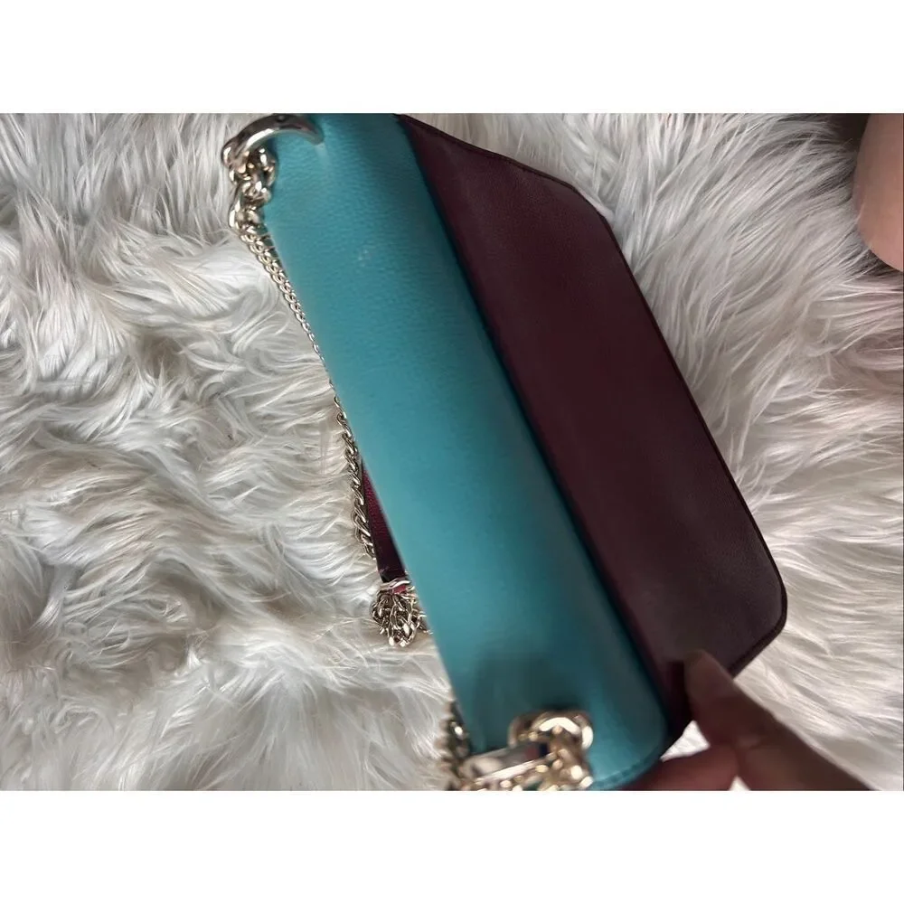 Kate Spade Remi Colorblock Chain Crossbody tri color teal, red, and pink